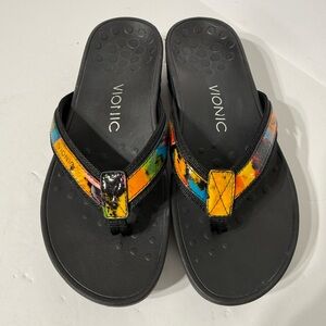 Vionic Pacific High Tide Sandals Women Size 7 Multicolor Platform Flip Flop
